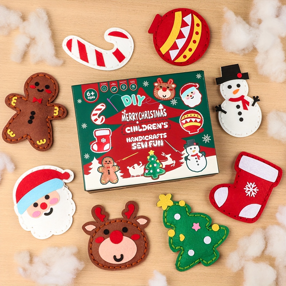 Diy Sewing Kit For Handcraft Fun; Christmas Edition; Simple Christmas Main Picture Pattern Suitable For Christmas Tree Decorations; Beginner Hand Sewing Kit - Creative And Craft Activity Gift