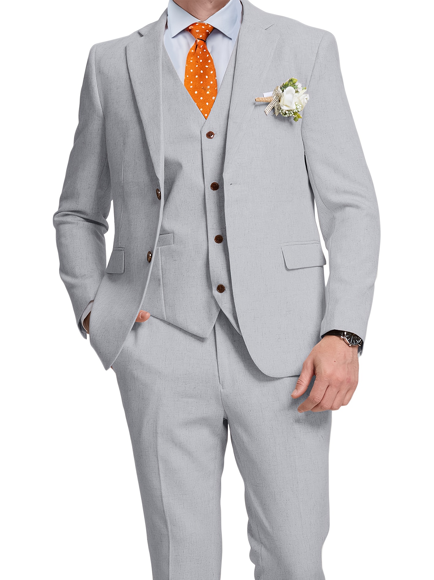 mens suits 3pcs retro linen men suit beach wedding suit Temu Canada