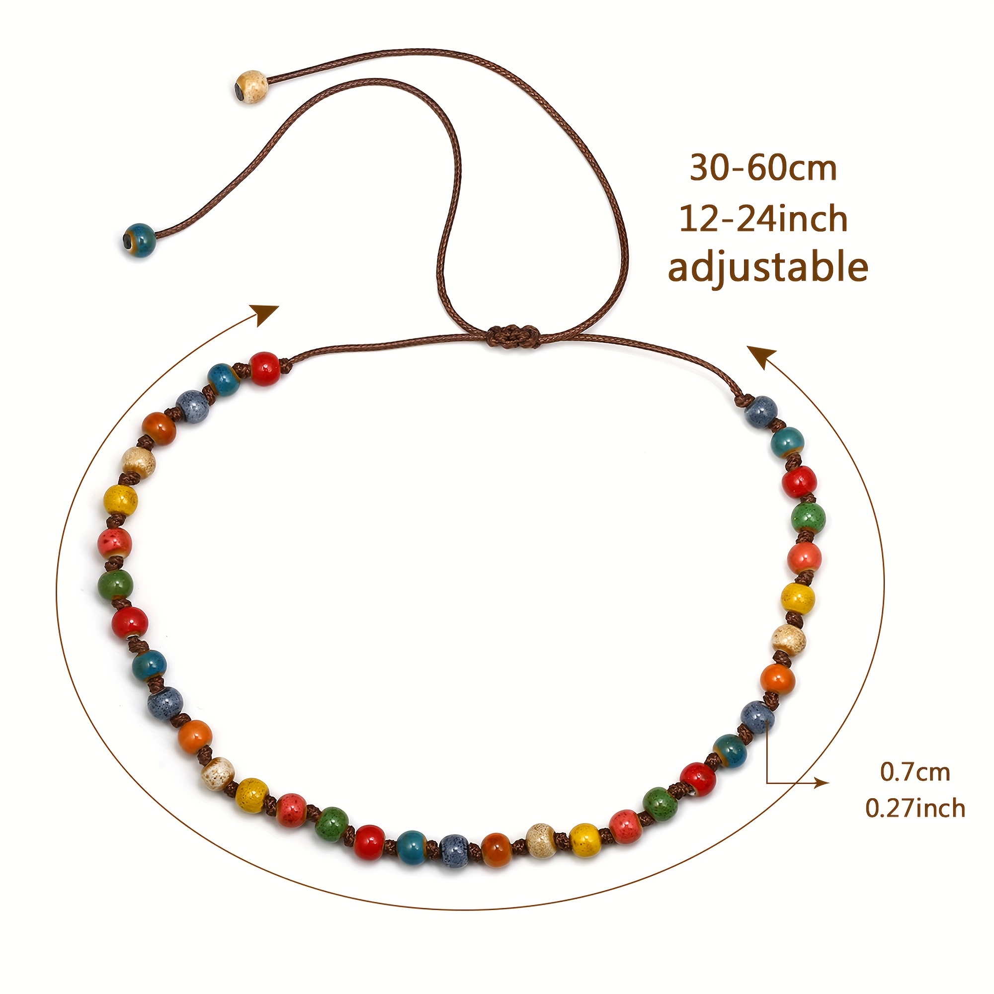 ESBBELA Colorful Ceramic Bohemian Hawaiian Necklace Adjustable 30 48 60