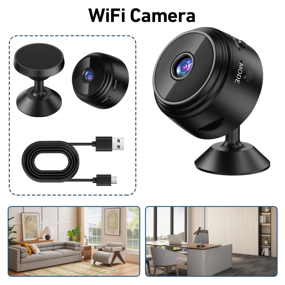a9 wireless camera 480p sd indoor security camera with built in magnet usb powered rechargeable   wi fi   self   mounting app control audio alerts and portable design ideal for home surveillance Product details 2