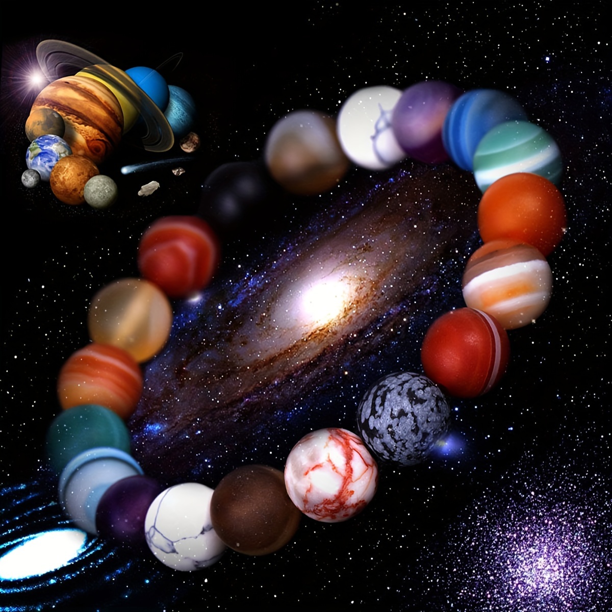 

1pc Universe 8 Planets Style Colorful Bead Bracelet For Men Women