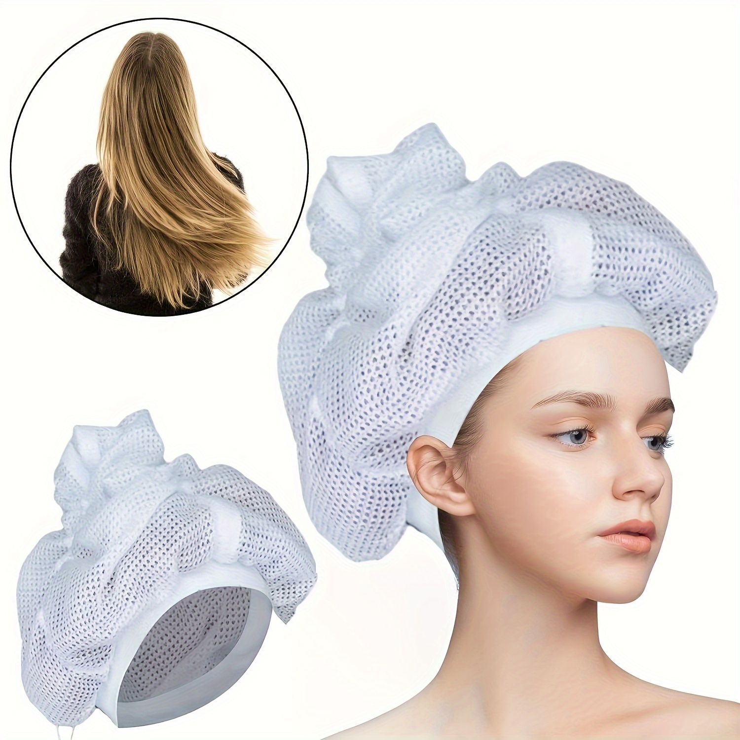 

Soulta Adjustable Mesh Fluffy Cap For Curly Hair - 1pc, Drawstring Design, Polyester, Fragrance-free, Ideal For All Hair Types