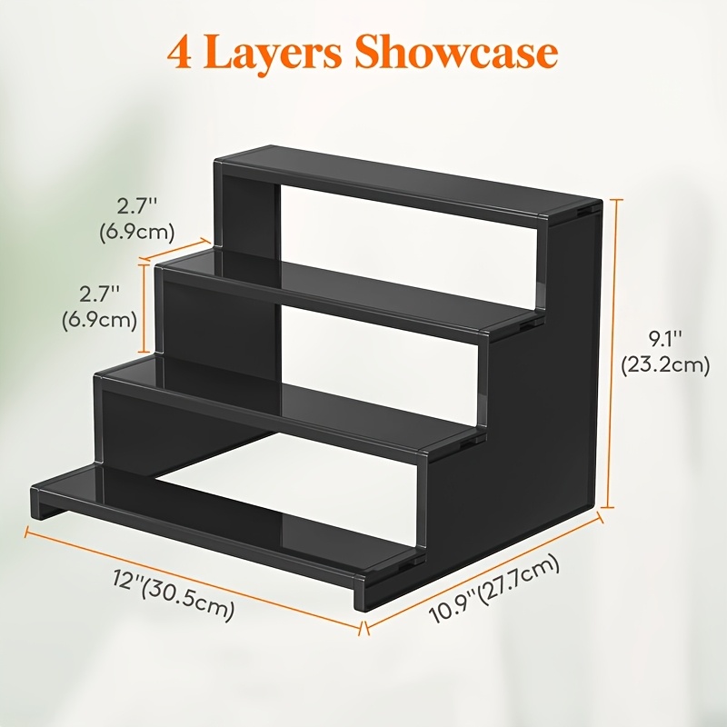 TEMU No-assembly Stand Perfume Display Shelf - Heavy-duty 4-tier Step Shelf With Lightweight Plastic Panels, Space-saving Vertical Organizer For