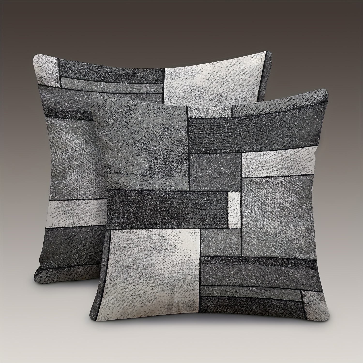 2pcs Modern Geometric Throw Pillow Covers, 18x18 Inch, Single-sided Design, Soft Polyester, Zip Closure - Perfect For Living Room And Bedroom Decor (inserts Not Included)