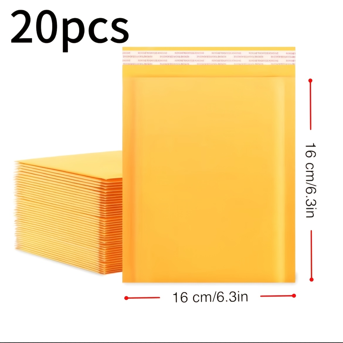TEMU 20 Enveloppes à bulles en papier , disponibles en plusieurs tailles, petites pochettes d'expédition auto-adhésives, enveloppes à bulles jaunes