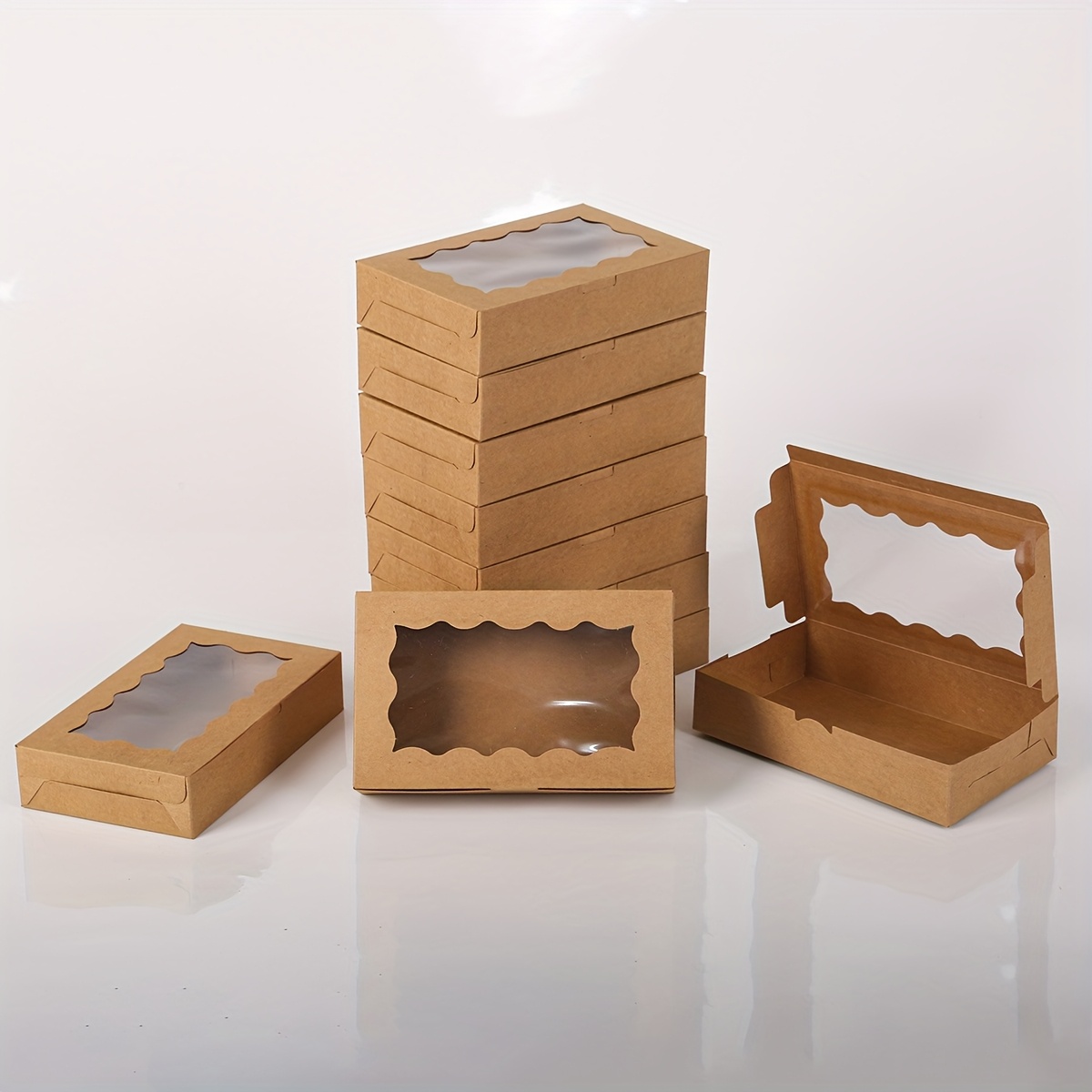 10 Stück/20 Stück Fenster-Verpackungsboxen Hochzeitsgeschenkbox Party-Favoritenbox Rechteckige Geschenkbox mit Fenster Valentinstag-Geschenkbox Geburtstagsparty-Geschenkbox Verschiedene