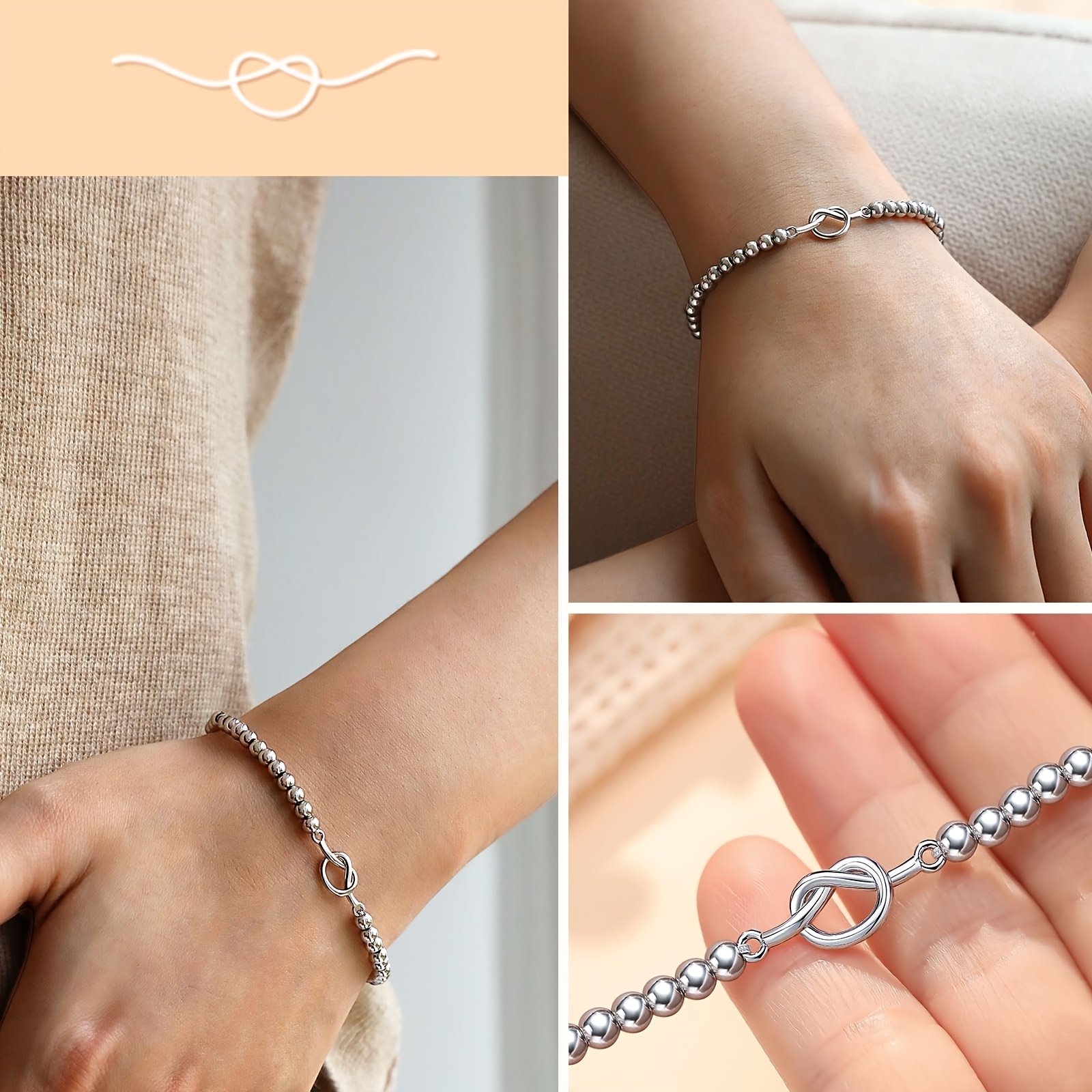 2pcs Love Knot Bracelets with Warm Words Card