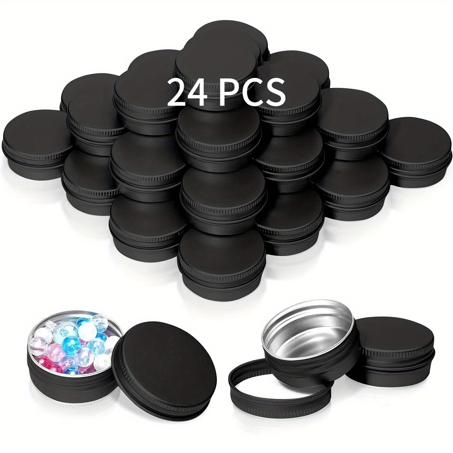 

24pcs Aluminum Tin Cans With Screw - Lip Balm, Eye Shadow & Creams Storage