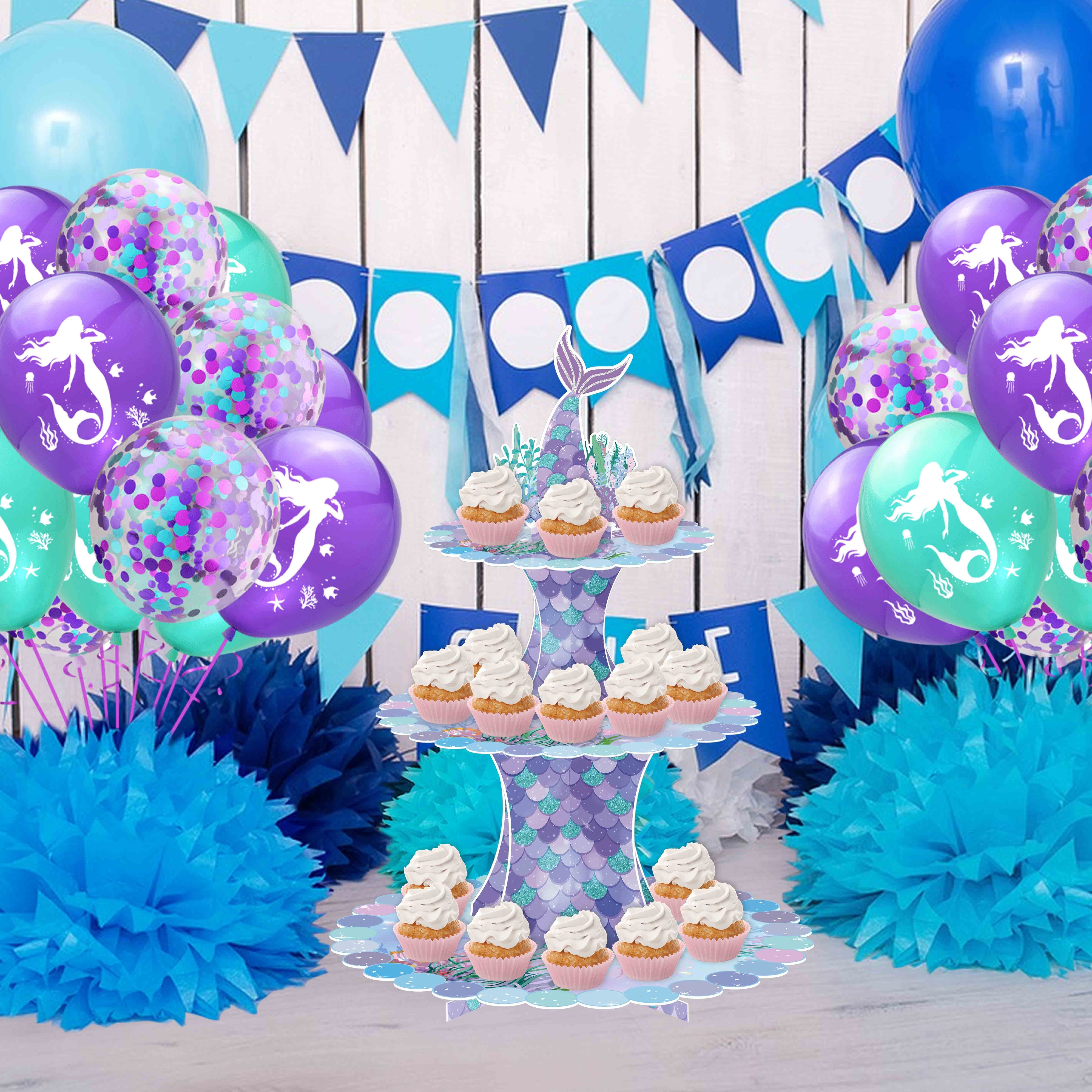 Mermaid Cupcake Stand Mermaid Theme Party Decoration 3-Tier