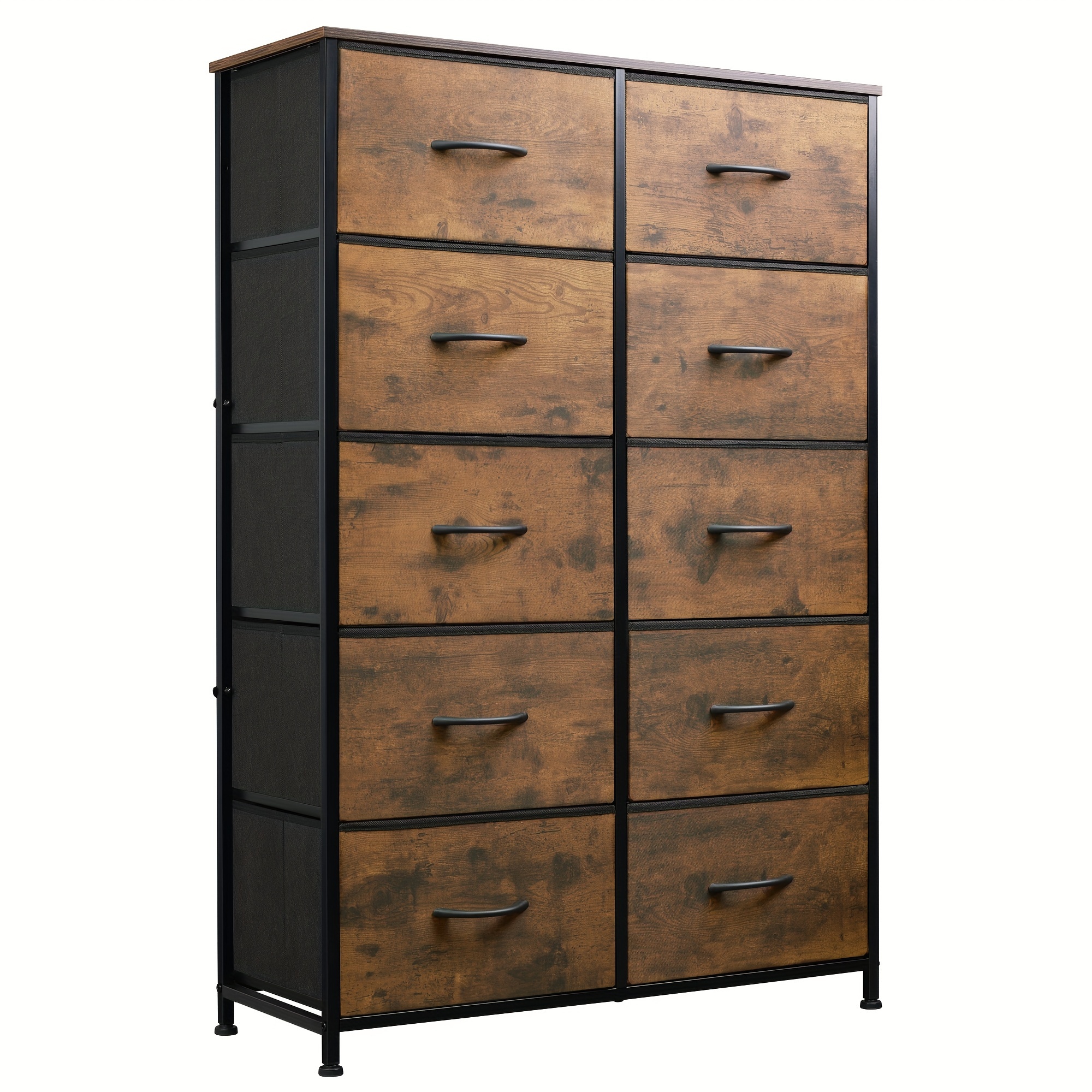 

Wlive Tall Dresser For Bedroom With 10 Drawers, Chest Of Drawers, Dressers Bedroom Furniture, Storage Organizer Unit With Fabric Bins For Closet, Hallway, Living Room, Rustic Brown Wood Grain Print