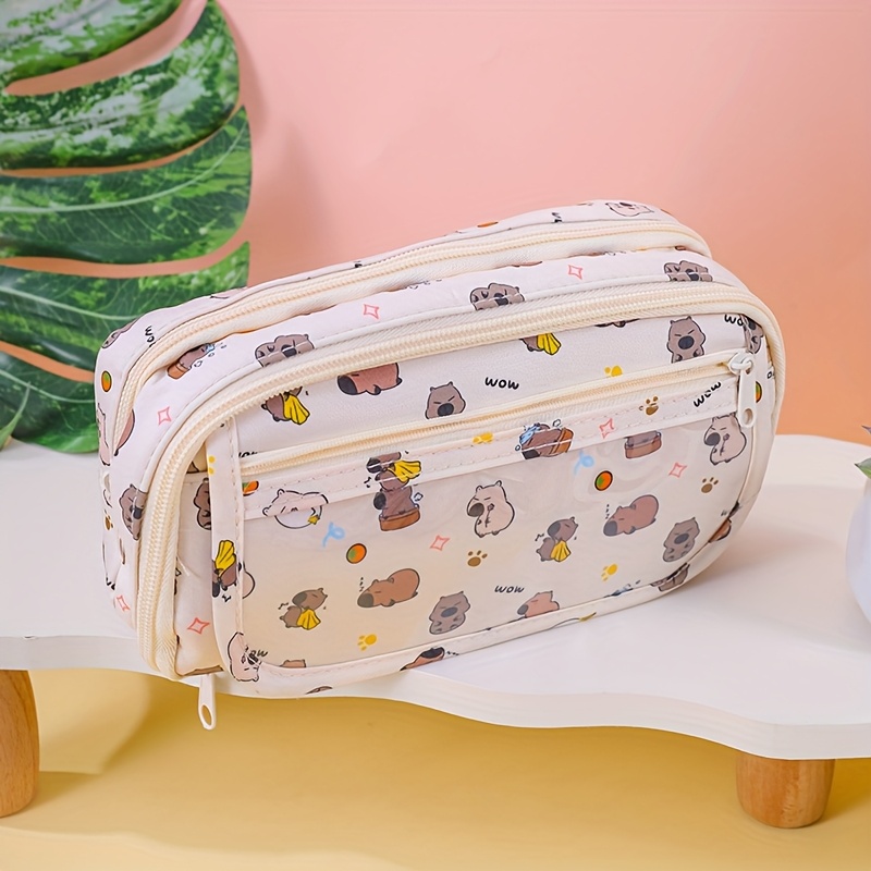 CharmBurst 1 Set Capybara Pencil Case Large, Kawaii Pen Pouch With