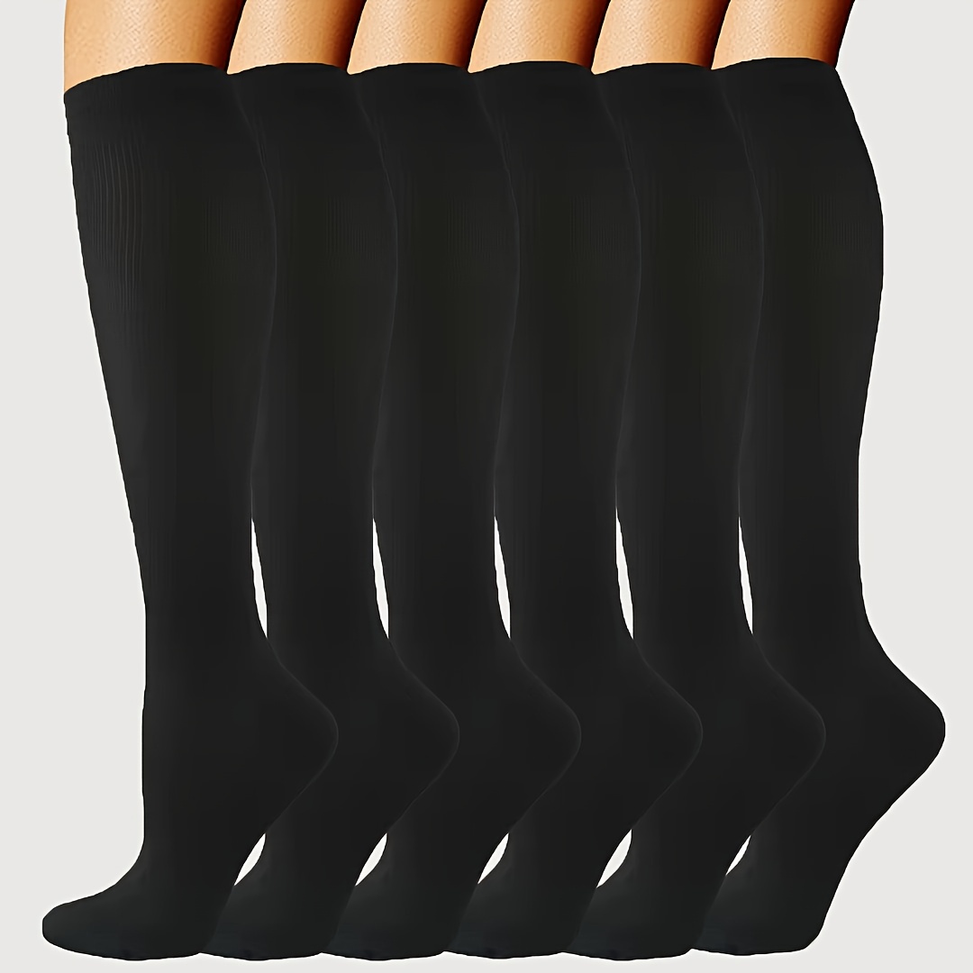 E-shop 6 Paar Unisex Kompressionssocken - Atmungsaktives Gewebe mit Kordelzug, Strapazierfähig - Geeignet für alle Jahreszeiten, Laufen, Wandern und -