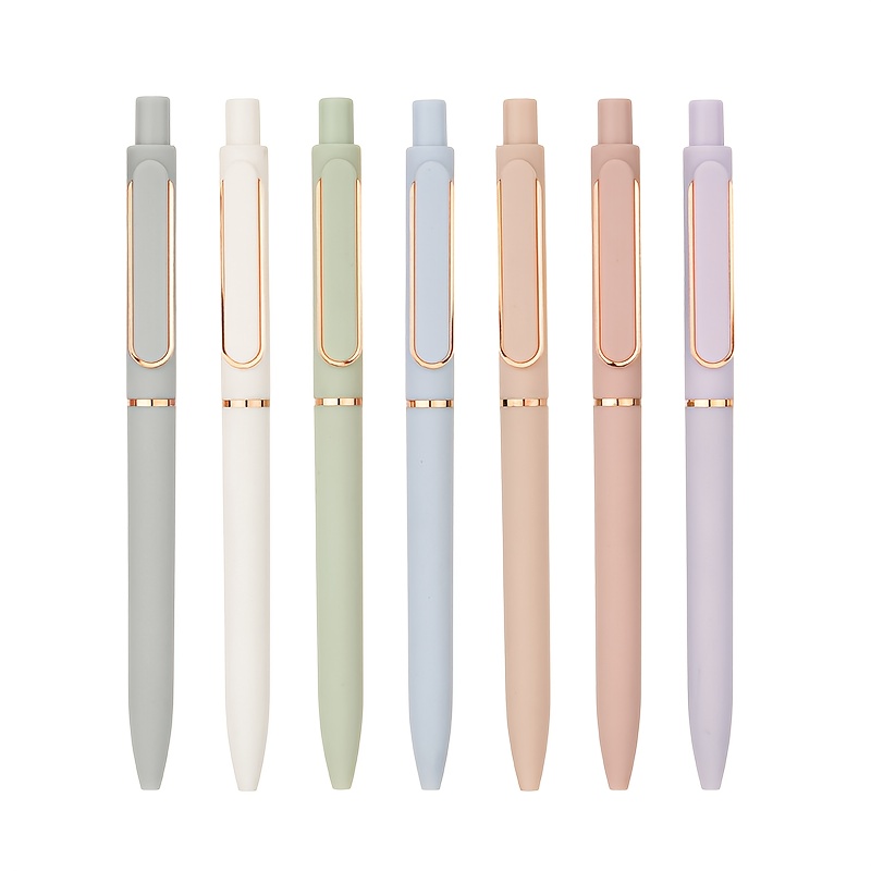 TEMU 7pcs 7 Pack Retractable Neutral Pen, Morandi Color Gel Ink Pens, 0.5mm Fine Point Quick Drying Black Ink Pen, Smooth Writing For Journaling,