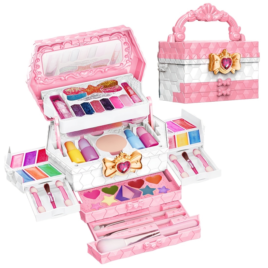   makeup kit with realistic washable vanity non toxic real makeup cosmetics including foundation lipstick and eye shadow   christmas or birthday gifts     design realistic makeup