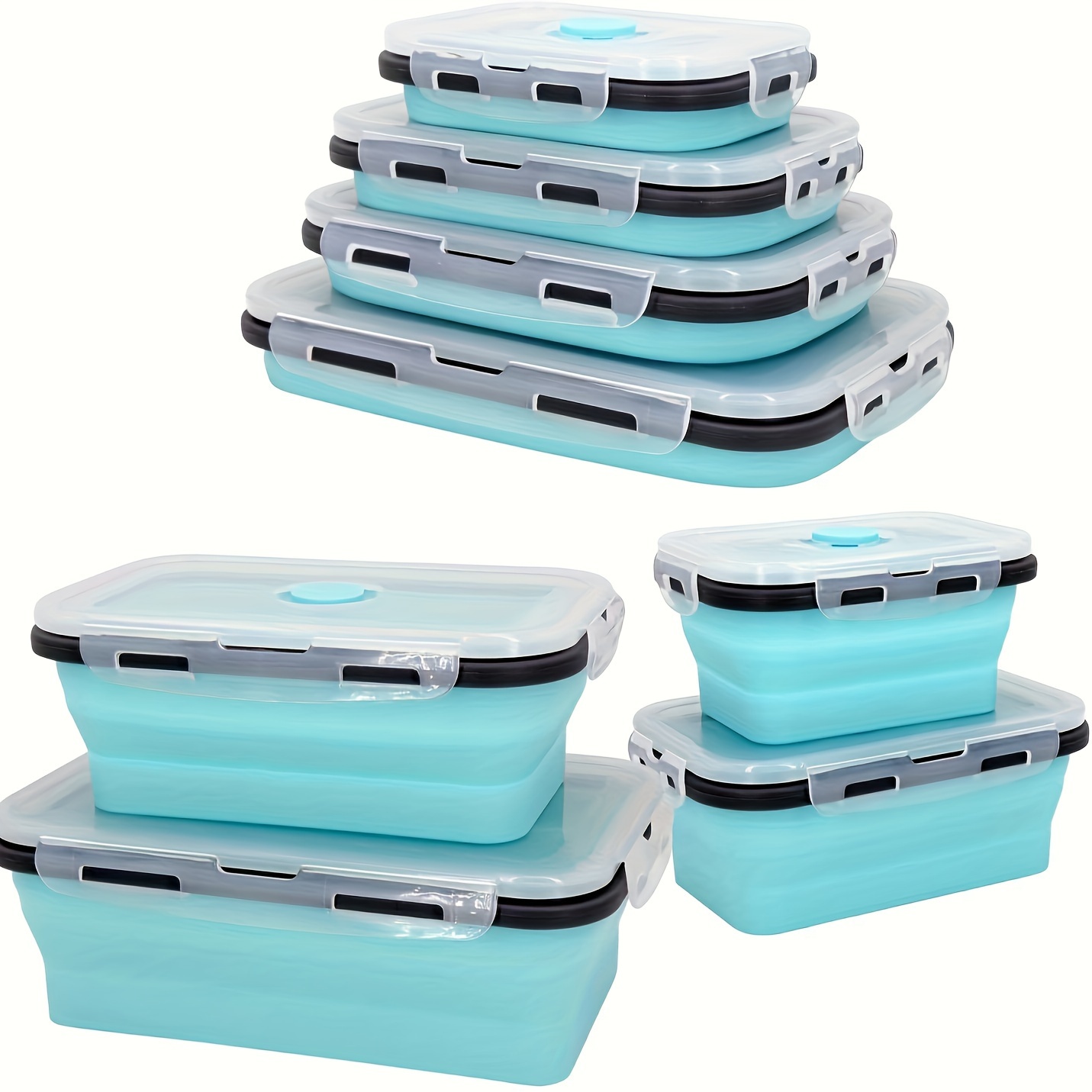 

4pcs Storage Containers, Multifunctional Foldable Food Sealed Box With Lid, Stackable And Reusable Food Storage Box, For Meat, Fruit And Vegetable, Kitchen Organizers And Storage, Kitchen Accessories