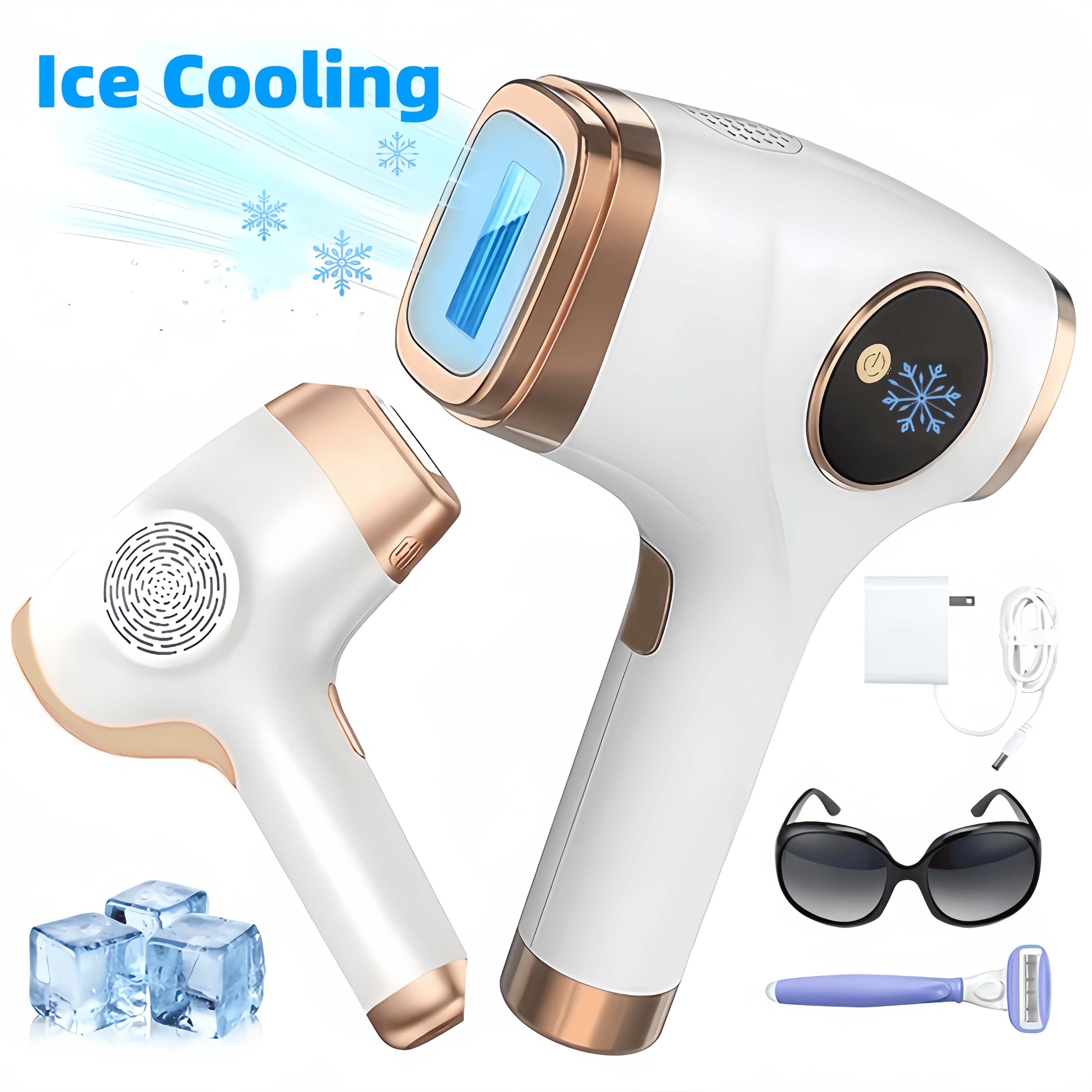 At-Home IPL Hair Reduction Device with Sapphire Cooling Comfort Technology, 5 Adjustable Modes, Up to 999, 900 Flash Lifespan, Unisex Grooming Tool for Face, Body, Underarms & Bikini Area, Sweet Gift for Her And Mom And Best Friends
