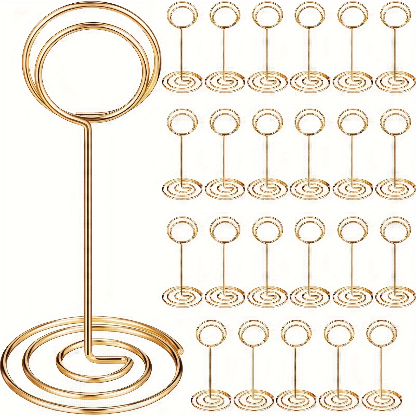 TEMU 24pcs Golden Metal Card Holders For Weddings - Elegant Table Number & Photo Display Stands