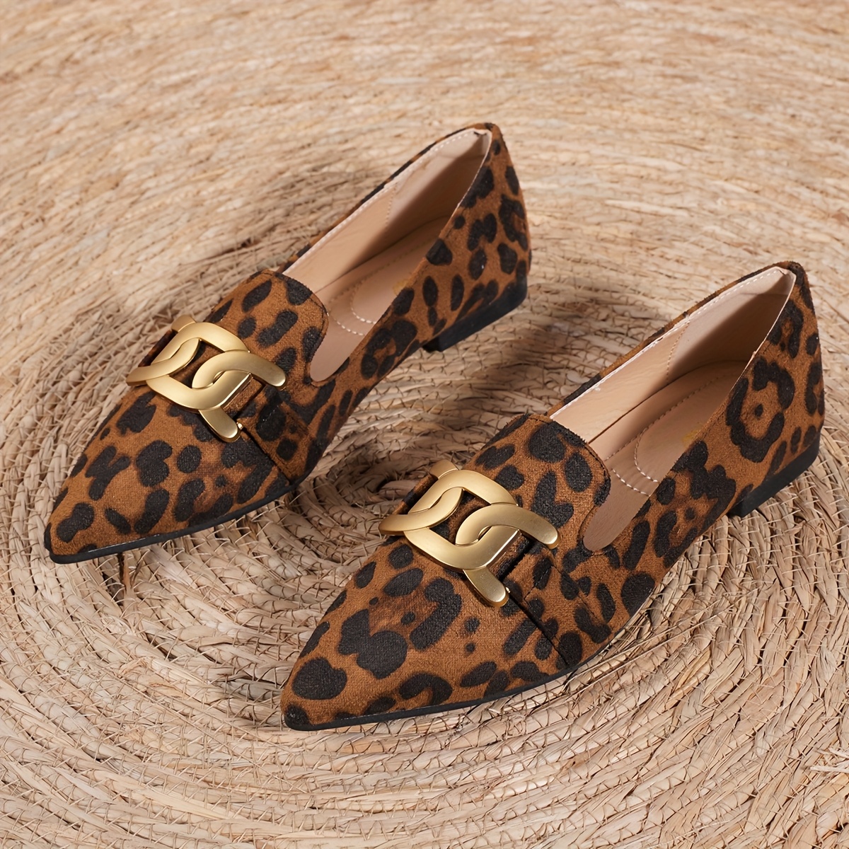 women's leopard print pointed toe flats slip Temu Philippines