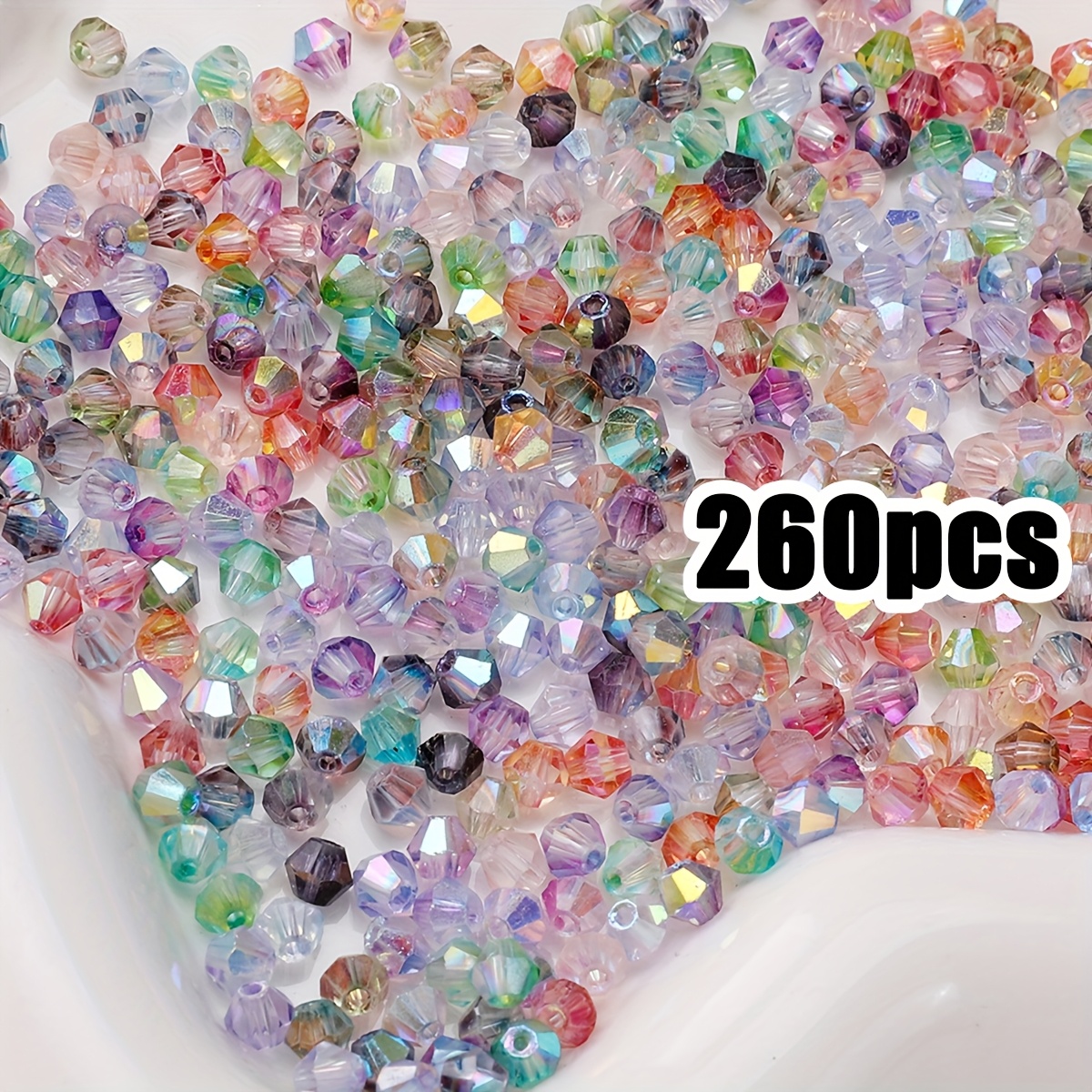 130/260pcs 4mm High- Engraved Rice Beads - Random Color Mixing Sparkling Gradient Glass Loose Beads, Used,perfect For Making, Bracelets,necklaces And Craft Decorations,beading Supplies