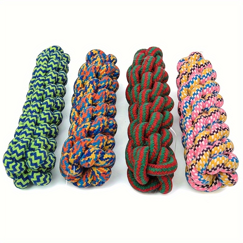 Image of 1pc Of Hand-woven Rope Dog Toy In Random Color, A Chew Toy For Teething Dogs, Durable Bite Toy, Suitable For All Dog Breeds And Sizes, Interactive Boredom Relief, No Batteries Required