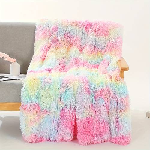 1pc ow colored long plush blanket a plush blanket that serves as a multifunctional sofa throw home deco tive blanket shawl or small nap blanket it a great gift please with