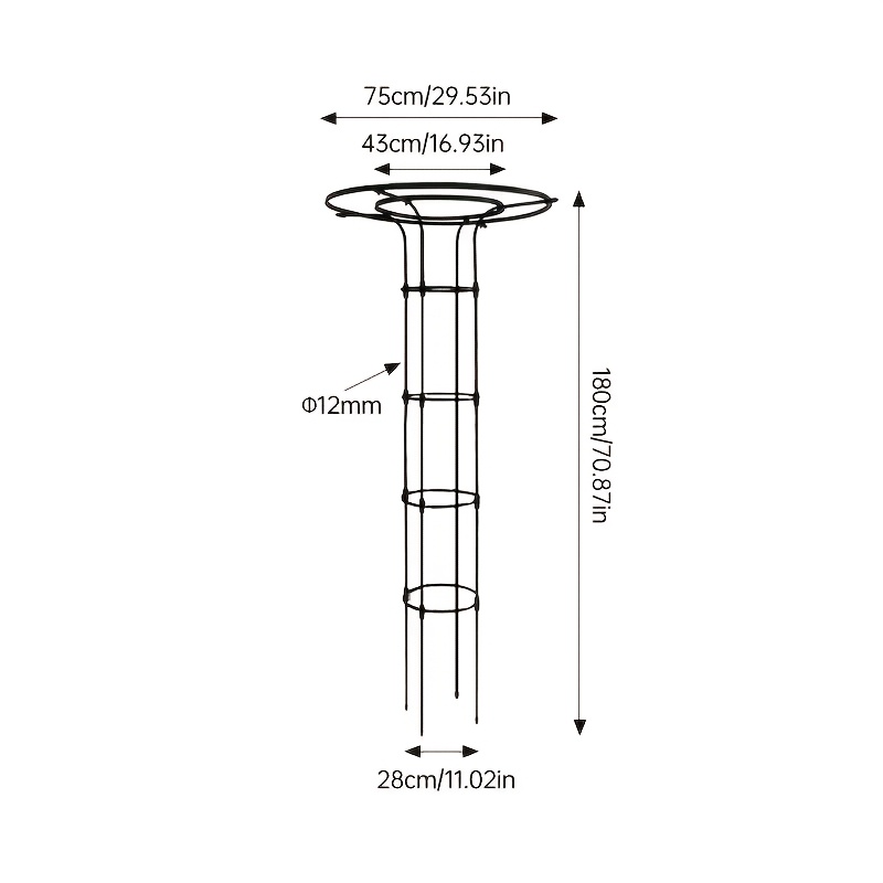 Image of Rust-resistant Pp Coated Plant Support, Straight Tubes Made Of High-quality Metal, Heavy-duty Garden Climbing Plant Support Frame, Suitable For Roses, Vines, , Etc., Outdoor Flower Support Cage