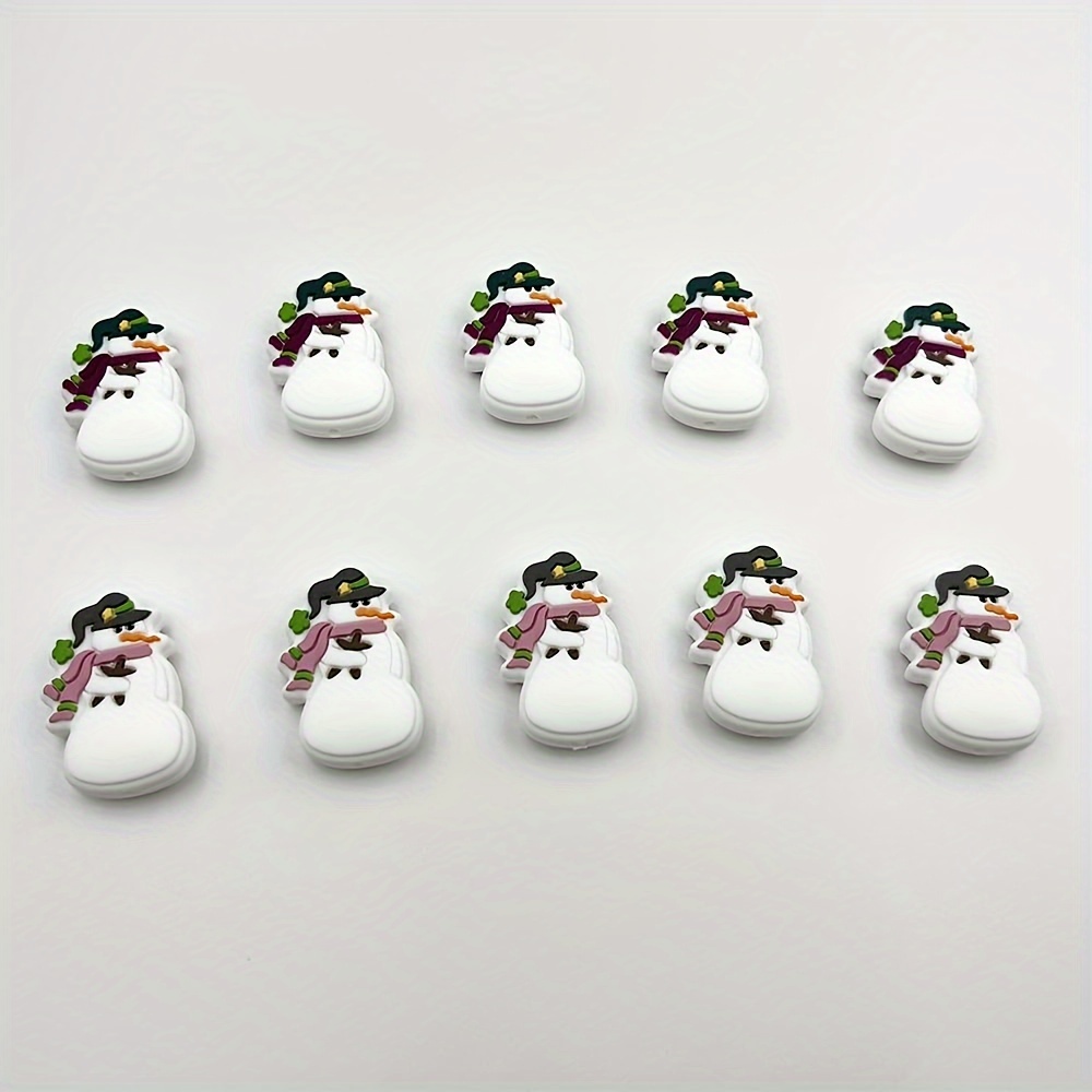 

20pcs20*32mm Christmas Snowman Silica Gel Beads Two-color Cartoon Snowman With Hat Silica Gel Beads Used To Make Bead Pen Diy String Jewelry Parts