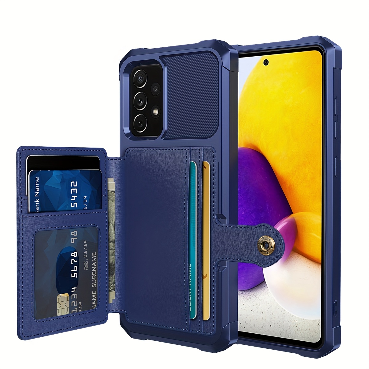 ZM03 Card Holder Faux Leather Case for 5G 5G Mobile Phone, with Card Slot, Compatible with Magnetic Car Mount, Heavy Duty Shockproof Durable Soft TPU Back Faux Leather Flip Wallet Cover - Image 39