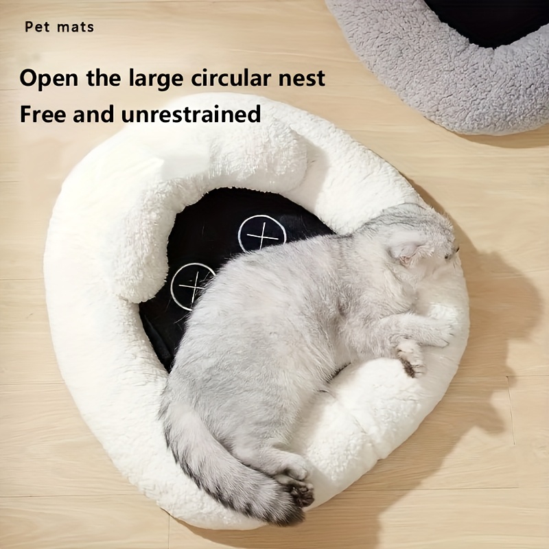1pc winter sheep nest series closed cat nest soft polyester warm thickened pet bed with detachable cover round design for cats and dogs pet supplies cozy pet bed detachable cover nest Product details 3