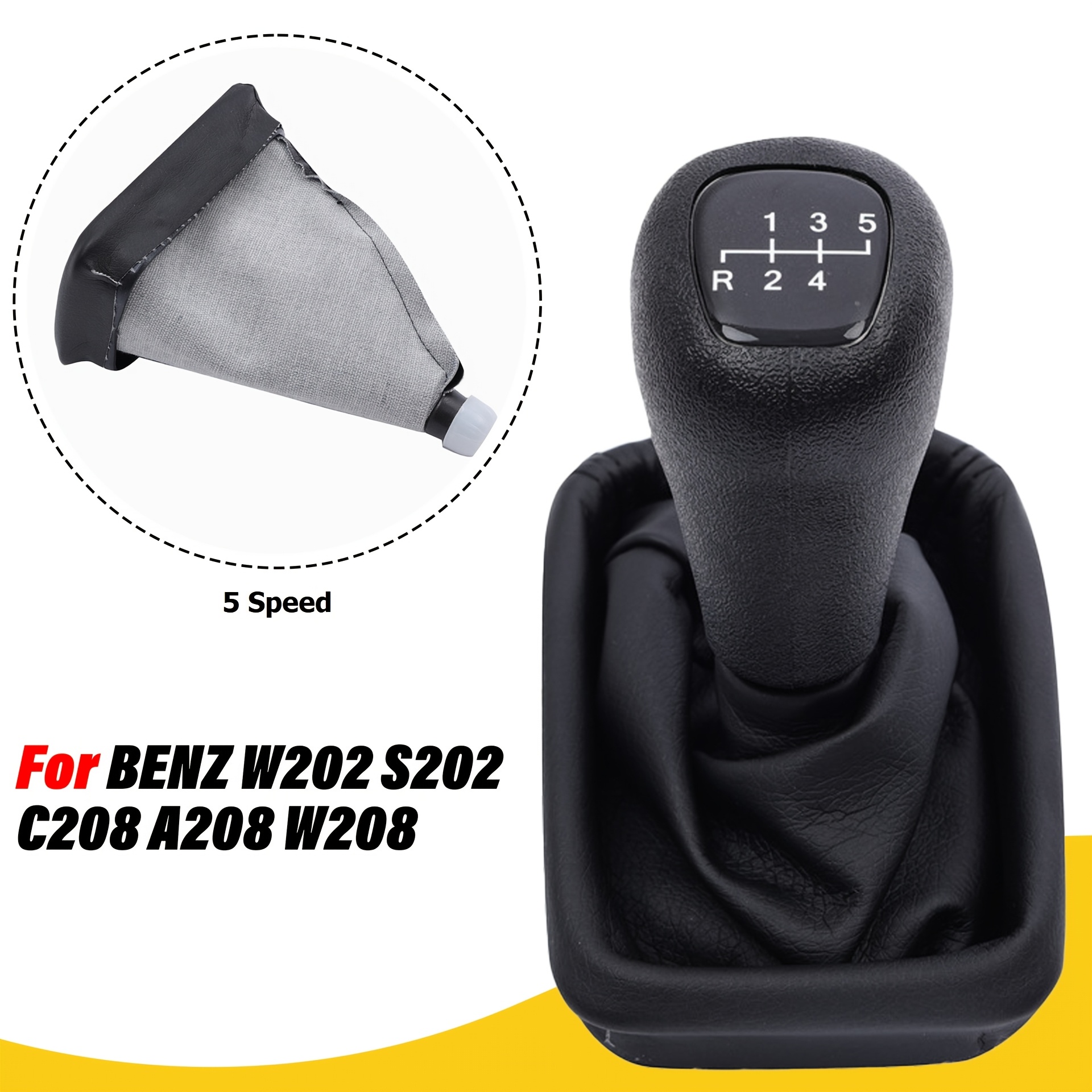 TEMU 5-speed/6- Manual Gear Shift Knob Head, Gear Lever Handle   Dust Cover Accessories For Sedan W202 (1993-2000), For Station Wagon/ S202