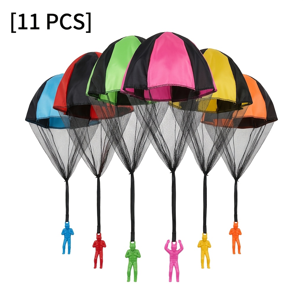 Image of Set Of 11 --throw Parachute Toys Colorful Flying Soldier Set For Kids' Outdoor Fun Perfect For Backyard Games, Party Favors, And Christmas Gifts (random Colors)