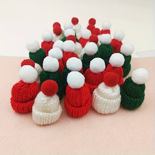 10pcs mini knitted christmas hats santa snowman diy craft decorations multicolor assorted festive for xmas tree ornaments decor new year diy crafts winter christmas decorations seasonal display accessories
