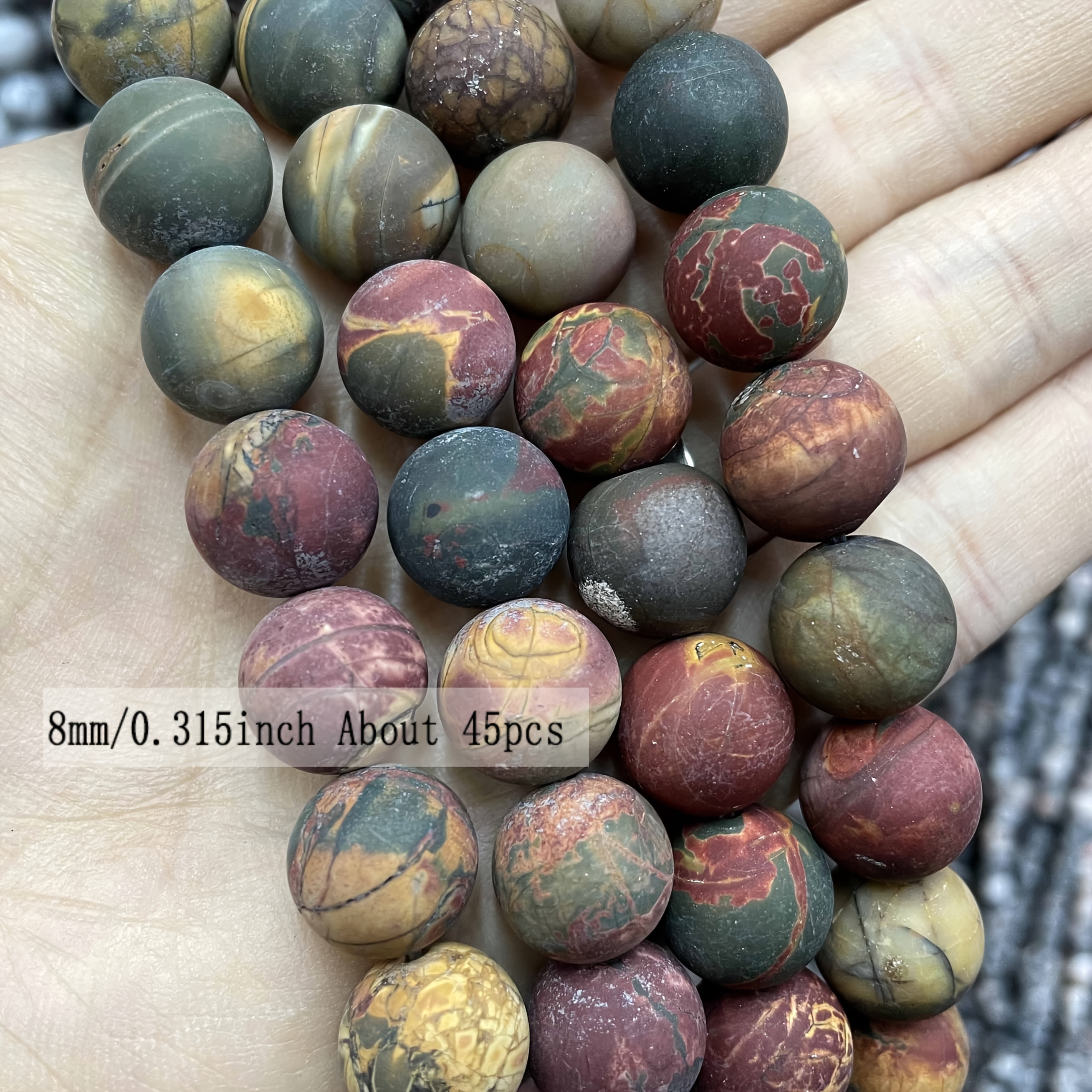Image of 4/ 6/ 8/ 10/ 12mm Polish Matte Colorful Picasso Round Loose Stone Beads For Jewelry Making Diy Bracelet Accessories