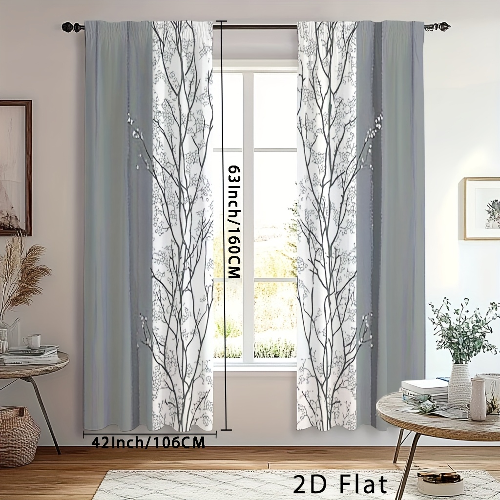 TEMU 2pcs, Dark Gray Curtains, Bay Window Curtains, Sheer Window Curtains, Livingroom Curtains 84 Inches Long, Window Treatments Curtains, Blackout
