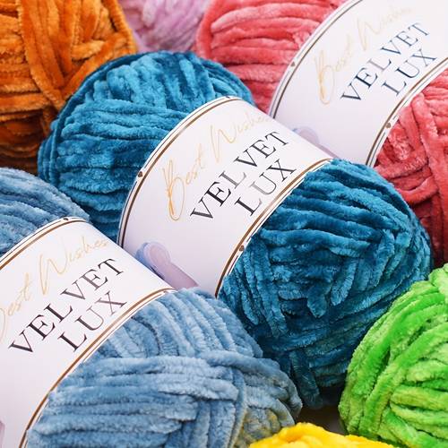 100g 3pcs velvet lux chenille yarn easy to knit for sweaters coats scarves hats dolls bags beginners in crochet and knitting 100 polyester total 300g