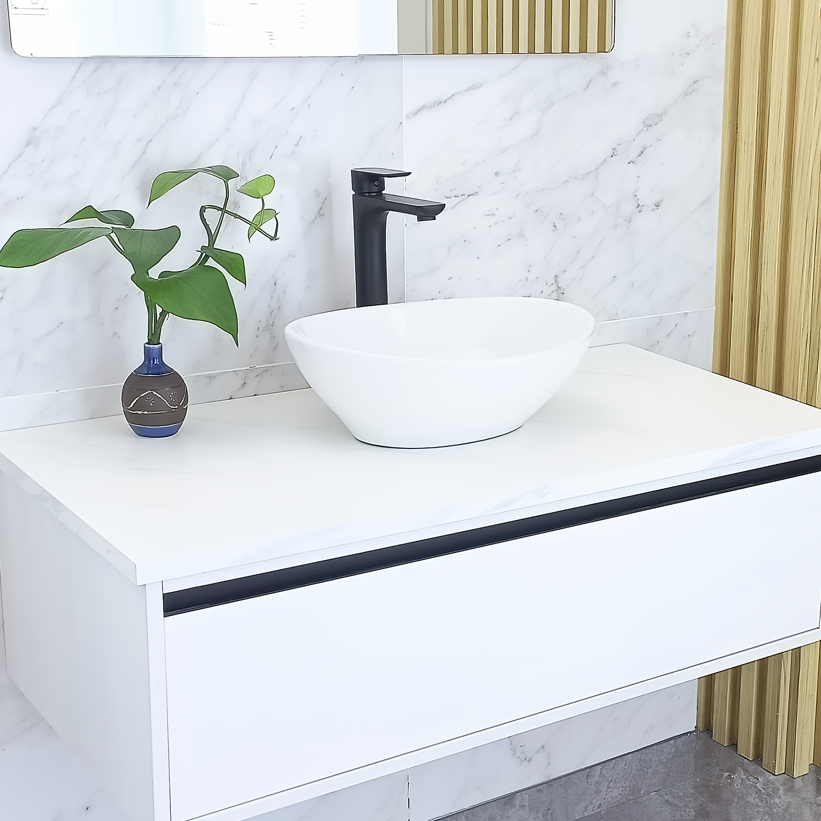 Small Bathroom Sink Above Countertop, 41×33×14cm Oval Ceramic Vanity Basin For Bathrooms, White Bowl Vessel, Compact Bathroom Sink, Does Not Pop-up Basin Drain And Faucet