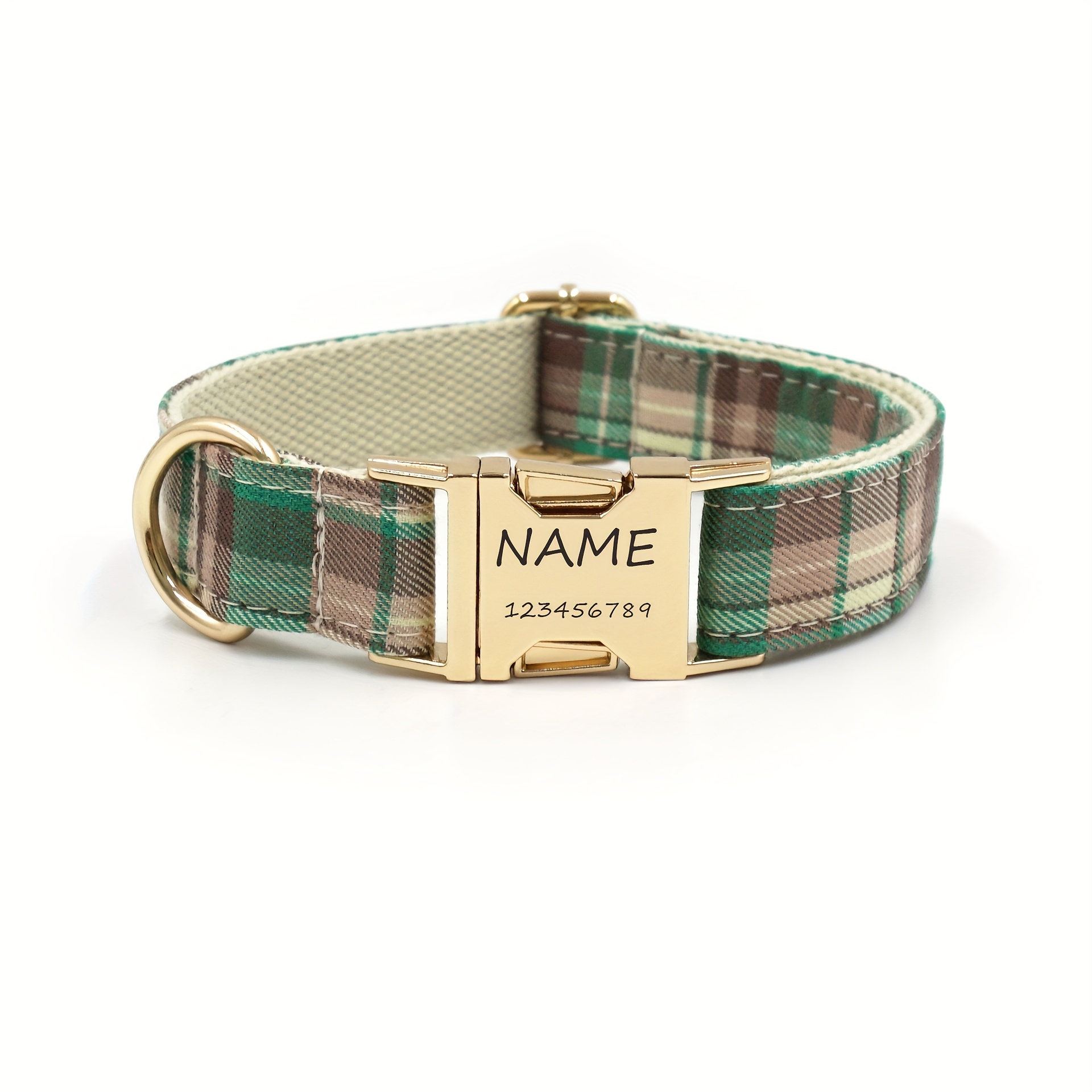 TEMU Personalized Cat Collar For Pets - Durable Adjustable Pet Id Tag , Engravable Name & Phone Number, Anti-choke Strap, Stylish And Safe For