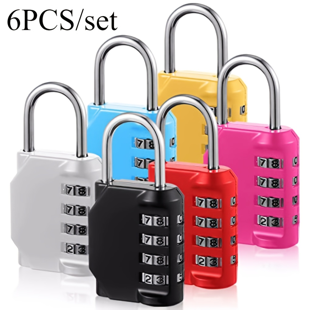 Image of Set Of 6 Password Locks That Reset, Suitable For School Gym Lockers, Large Doors, Suitcases, And Backpacks, In Colorful Waterproof Designs