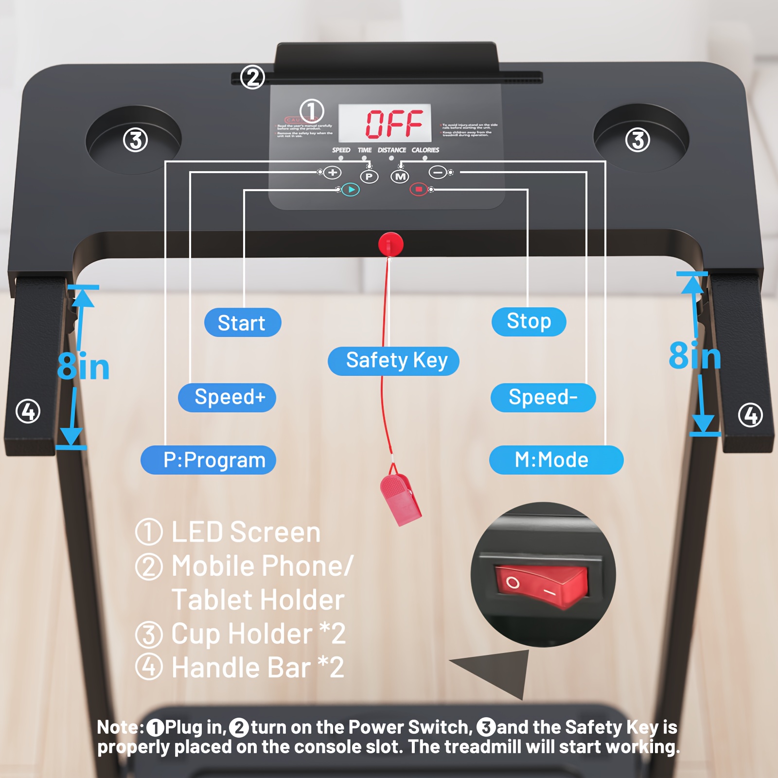 [Portable Walking Treadmill] Portable Walking Treadmill, 1pc, 300 Lb Capacity, Under Desk Treadmill Walking Pad With Handle Bar - Small Footprint, Household Treadmill, No Assembly Required