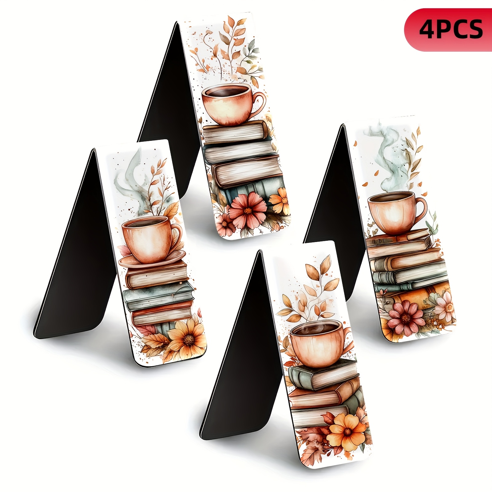 TEMU 4pcs Magnetic Bookmark Set | Folding Page Clips | Literary Magnetic Bookmark | Hd Color Printing And Durable | Suitable For