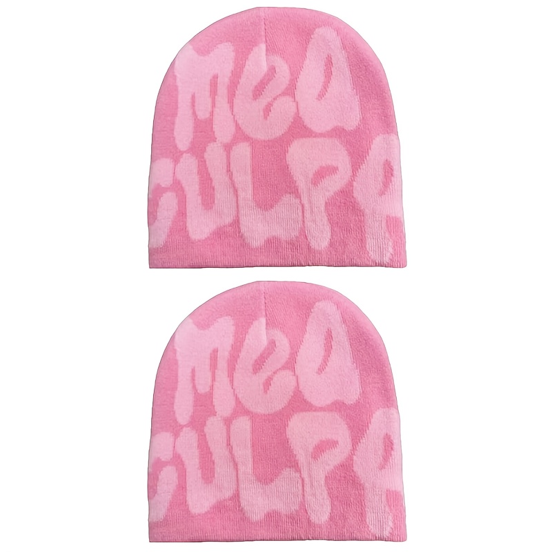 2pcs "MEQCULPR" pattern hip hop hat, fashion beanie, outdoor beanie, Labor Day gift, trendy beanie for guys and s, Summer Retro Beanie, Holiday Gift, Cold Weather Hat, Fashion Cap, Urban Streetwear, Durable Construction, Breathable Material, Stretchy Hat, Stylish Headwear, Trend Followers, Men And Women