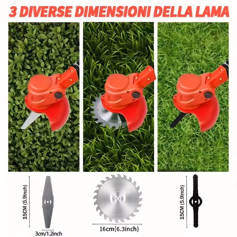 portable home cordless electric lawnmower garden weeder wireless mower features 3 blade types and two high capacity lithium ion batteries powerful performance for lawns gardens and yards tool discount mens gift christmas Product details 5