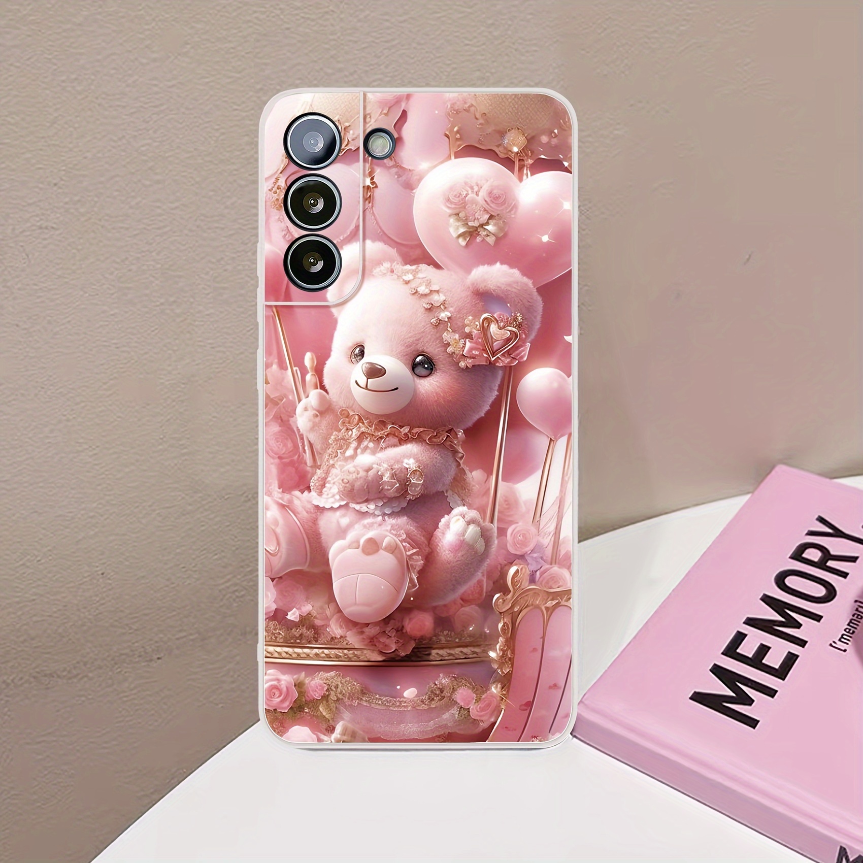 TEMU Phone Case - [2d Flat] H687 - White Shell - Cute Bear