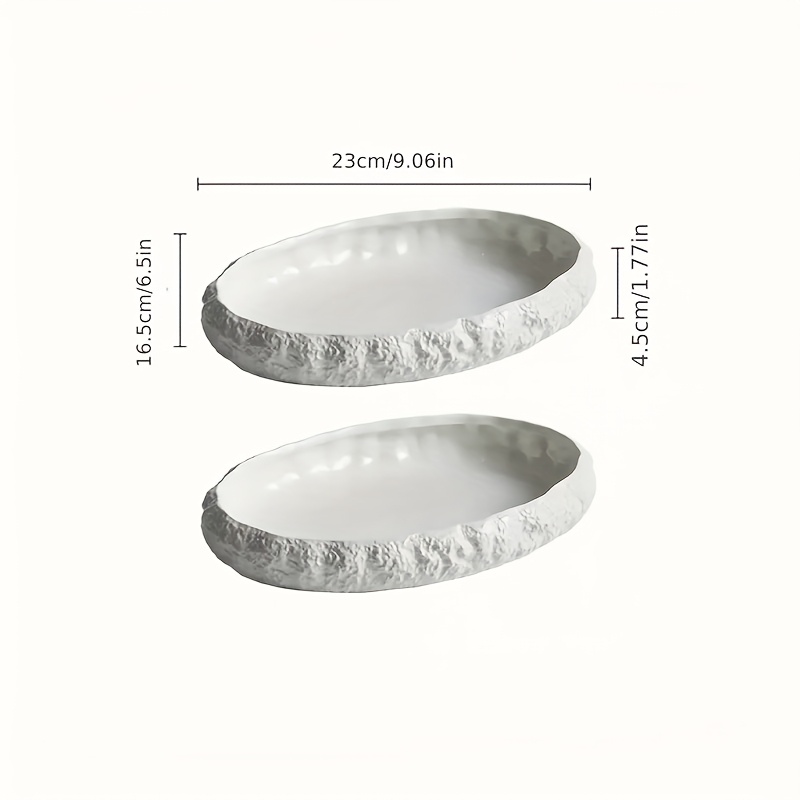 2pcs Set Of Large Ceramic Fish Plates With Rock Pattern - Perfect For Steaming Fish, Lobster And Seafood - Elegant Tableware For Fine Dining Restaurants And Home Use