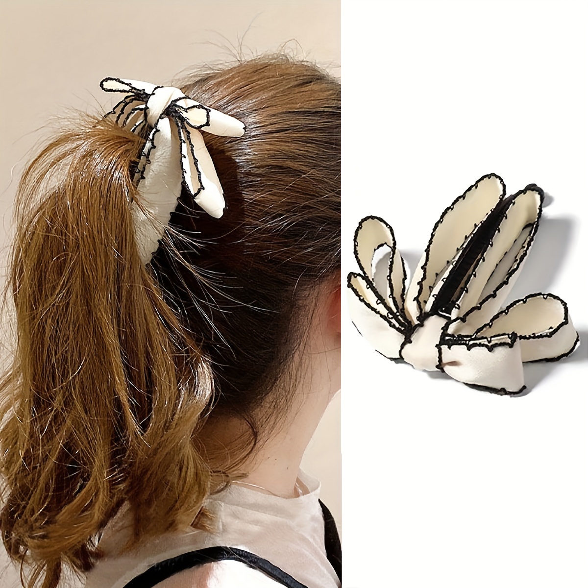 

1pc Simple And Elegant Fabric Bow Banana Hair Clip Sweet Ponytail Vertical Clip Hair Accessory Suitable For Daily And Party Use