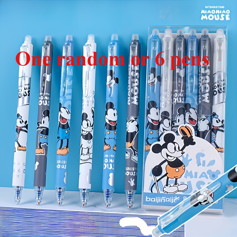 

Mouse Erasable Pens A Set Of 6, Or 1 -drying 0.5mm Blue Ink Easy To Erase And Write On, Cute Office Stationery.