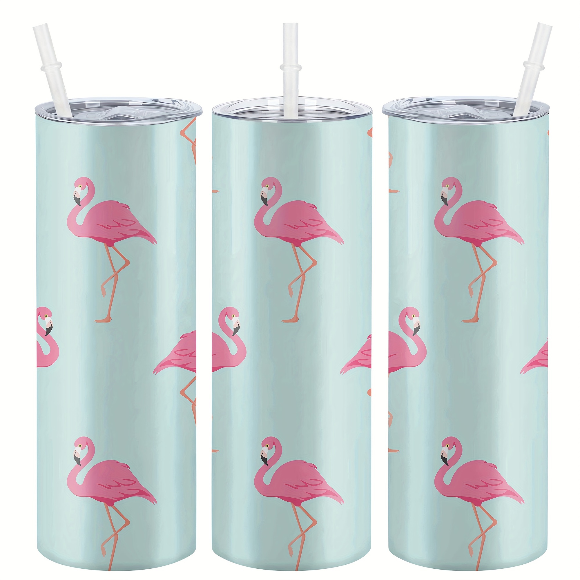 

1pc, Pink Flamingo Tumbler With Lid And Straw, 20 Oz Stainless Steel Water Bottle, Insulated Straight Water Cup, Summer And Winter Drinkware, Outdoor Travel Accessories, Summer Essentials, Best Gifts