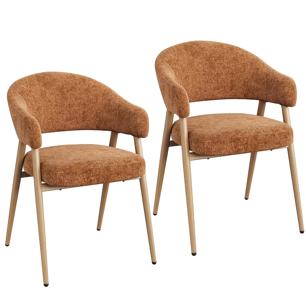 Image of Dining Chair, Restaurant Chair, Kitchen Chair, Chenille Fabric, With Curved Armrests And Open Back, 2/4/6pcs, Suitable For Kitchen, Living Room, And Bedroom