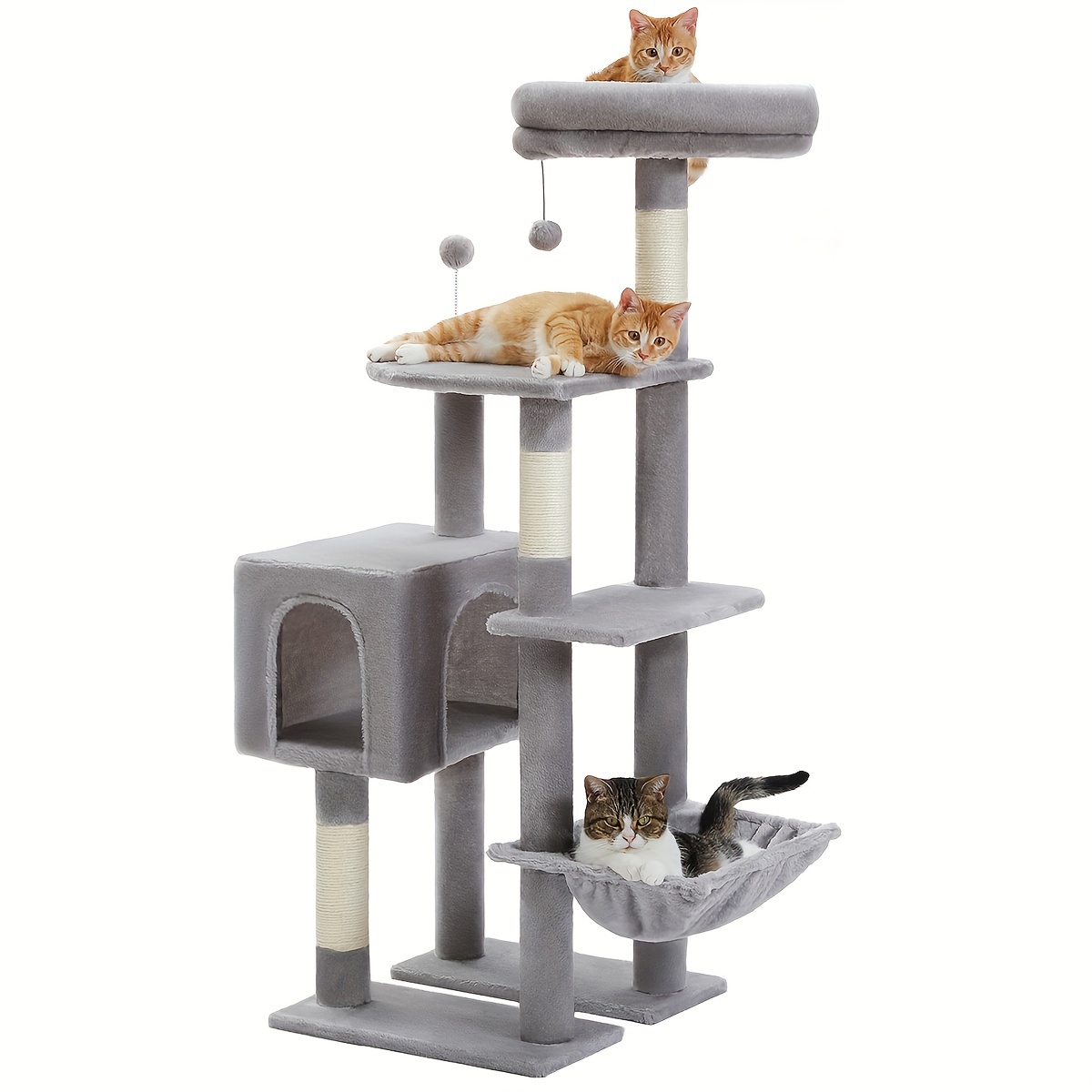 

Anppex Cat Tree Tower With Big Hammock, Cat Tower With Scratching Post And Large Cat Condo For Indoor Cats, Multi-level Cat Tree With 2 Perches, Cat Cave, Gray