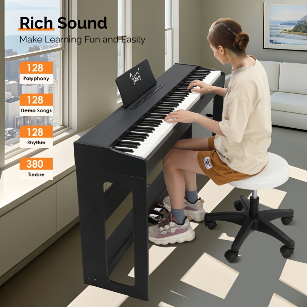 Glarry 88-Key Heavy Action Weighted Piano Keyboard - Portable Grand Piano with Triple Pedals, /MIDI, Recording & Playback, Portable Design